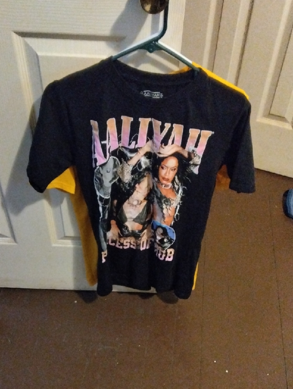 Aaliyah Graphic Short Sleeve Tee - Black with Yellow Accents
